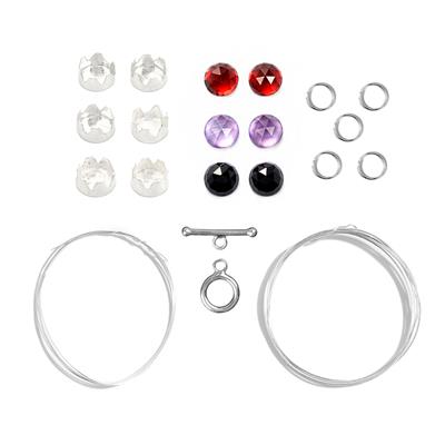 925 Sterling Silver, Amethyst, Red Garnet & Black Spinel, Rose Cut Bezel Cup Project With 