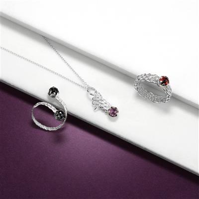 925 Sterling Silver, Amethyst, Red Garnet & Black Spinel, Rose Cut Bezel Cup Project With 