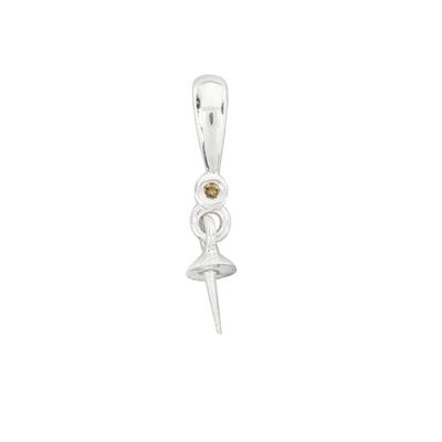 925 Sterling Silver Peg with Champagne Diamond - 16mm Drop