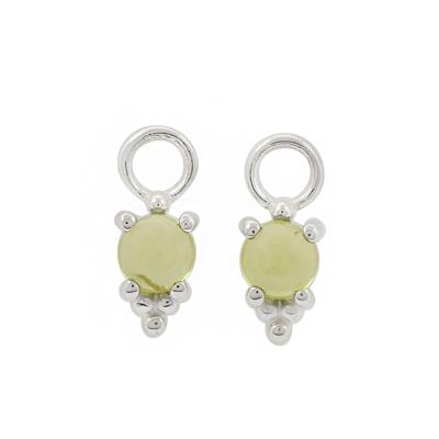 925 Sterling Silver Gemset Huggie Charms Approx 13x5mm, Peridot Round Cabochon Approx 5mm (Pack Of 2pcs)