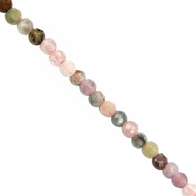 7cts Multi-colour Tourmaline Faceted Round, Approx 2-3mm 30cm Strand