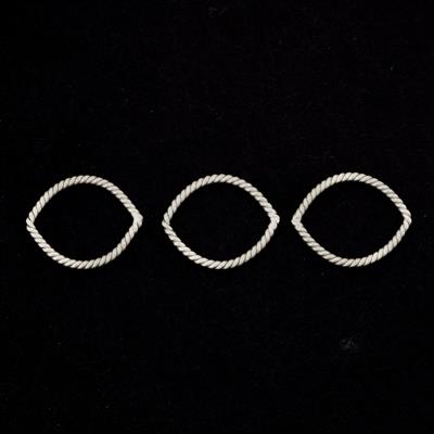 925 Sterling Silver Twisted Marquise Shape Jump Ring Approx 12x15mm, 3pcs