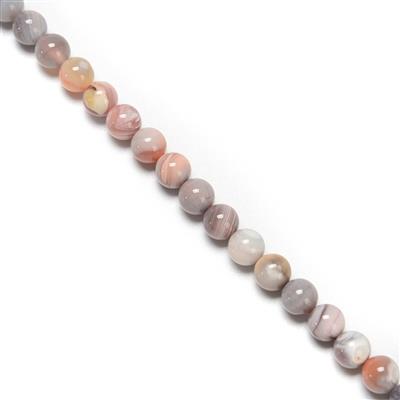 170cts Peach Botswana Agate Plain Rounds Approx 8mm, 38cm Strand