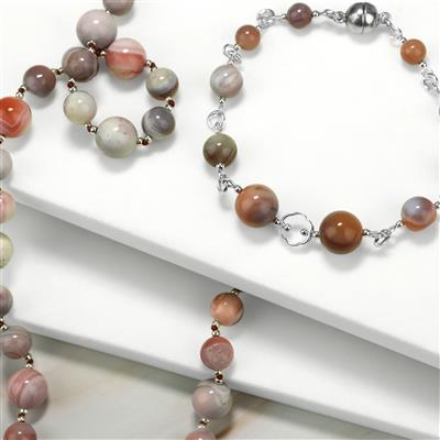 170cts Peach Botswana Agate Plain Rounds Approx 8mm, 38cm Strand