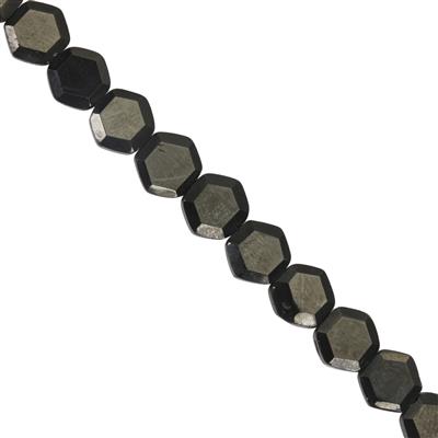 63cts Black Spinel faceted hexagon Approx 6 to 8mm 27cm Strands 
