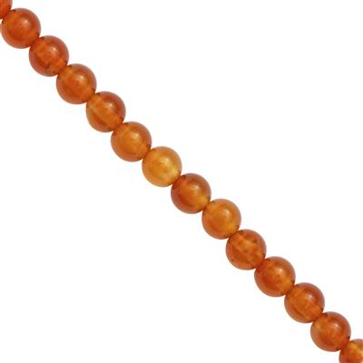 47cts Carnelian Smooth Round Approx 5 to 6mm 19cm Strands 