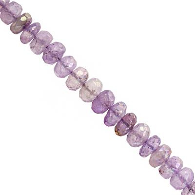 73cts A.B. Coated Pink Amethyst Faceted Rondelles Approx. 5x2 to 9x5mm, 19cm Strands