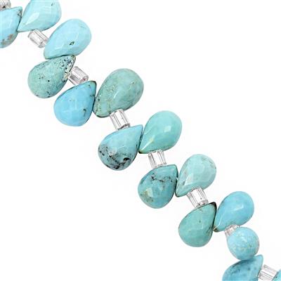 30cts Arizona Turquoise Top Side Drill Graduated Faceted Drops Approx 5x3 to 9x5mm, 15cm Strand with Spacers
