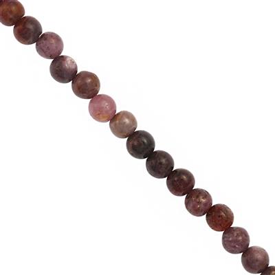 63cts Natural Indian Ruby Plain Rounds Approx 4mm to 5mm 25cm Strand