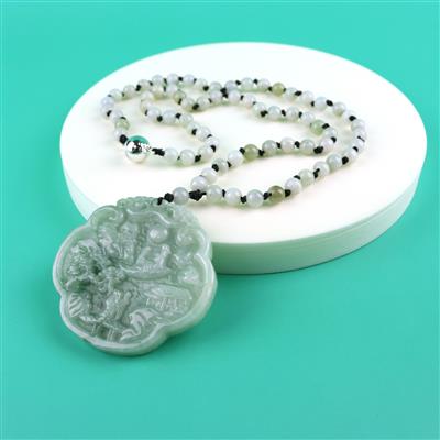 Type A Floating Flower 'Aqua' Jadeite Deer Pendant Project With Instructions By Alison Tarry