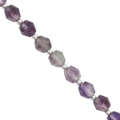 40cts Blue John Flourite Faceted Bicone Approx 5x6 to 7mm 16cm Strands With Silver Ball Spacers