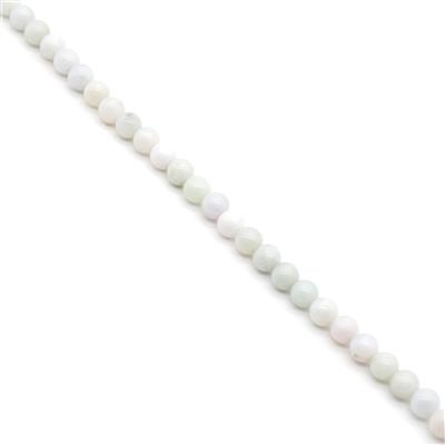 190cts Type A White  Jadeite Rounds Approx 8mm, 36cm Strand
