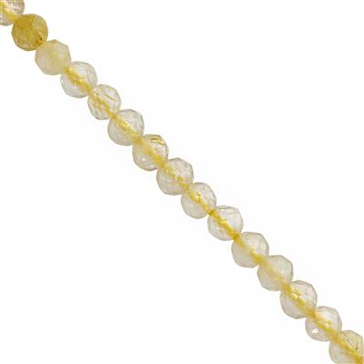 8cts Golden Rutile  Faceted Round Approx 1 to 2mm 12inch Strands 