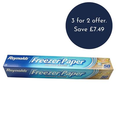Freezer Paper 12m Roll Bundle: 3 Rolls 36m in Total. 3 for 2 offer. Save £7.49