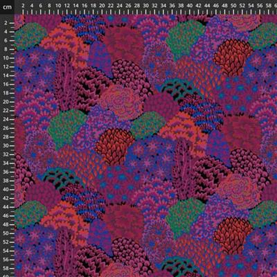 Kaffe Fassett 85 & Fabulous Collection Large Oriental Trees Maroon Fabric 0.5m