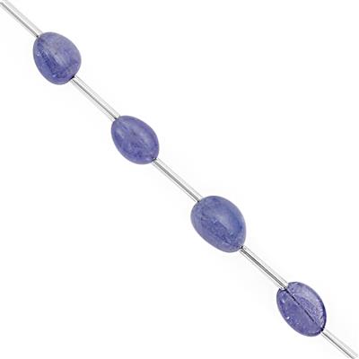 48cts Tanzanite Center Drill Smooth Tumble Approx 8x6 to 13.5x9mm, 20cm Strand with Spacers