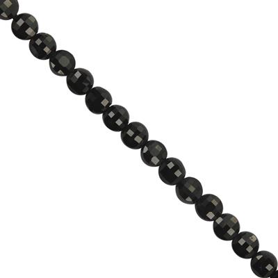 12cts Black Spinel Faceted Coin Approx 3 to 4mm 20cm Strands 