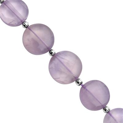 100cts Lavender Fluorite Smooth Coin Approx 10 to 15mm,16cm Strand With Spacers