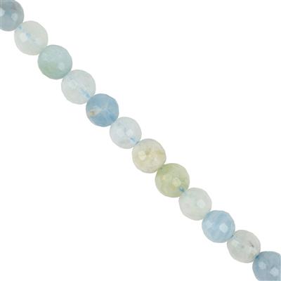 95cts Multi-Colour Aquamarine Faceted Rounds Approx 6mm, 38cm Strand