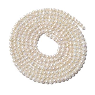 White Freshwater Cultured Potato Pearls Approx. 7-8mm, 2 Metre Strand
