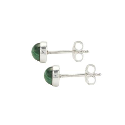 925 Sterling Silver Stud Earring with Malachite, Approx 5x15mm (Pair of 1)