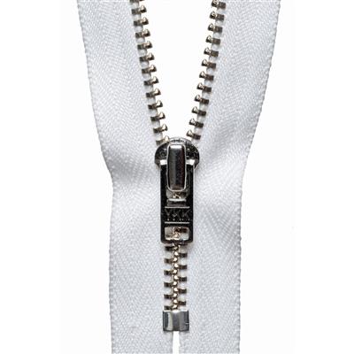 White Metal Trouser Zip 23cm