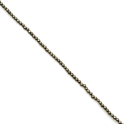 20cts Pyrite Plain Rounds Approx 2mm, 38cm Strand
