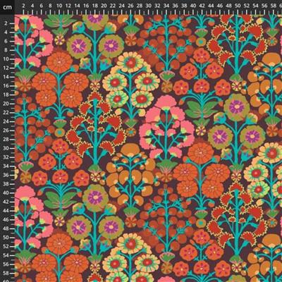 Kaffe Fassett 85 & Fabulous Collection Sprays Brown Fabric 0.5m