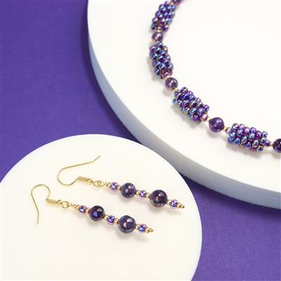 Rich Razzleberry - 6/0 Amethyst Seed Beads  & AB Coated Rondelle Amethyst, 8-9mm, 20cm