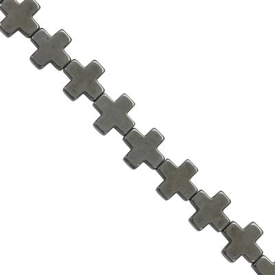95cts Black Color Coated Haematite Smooth Cross Approx 8mm, 30cm Strand 