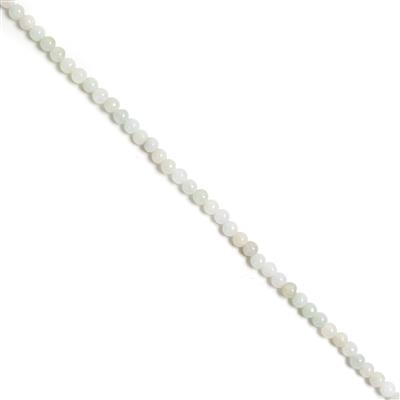58.50cts Type A White  Jadeite  Rounds Approx 4mm, 38cm Strand