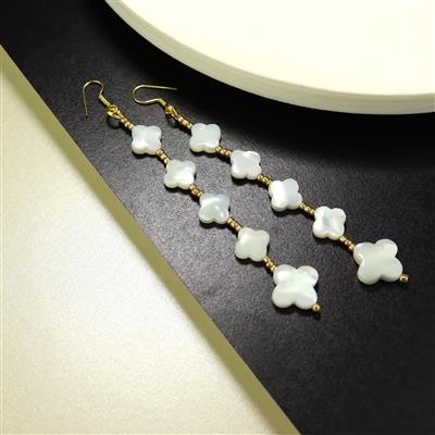White Mother of Pearl Clover Bead Project With Instructions By Monika Soltesz