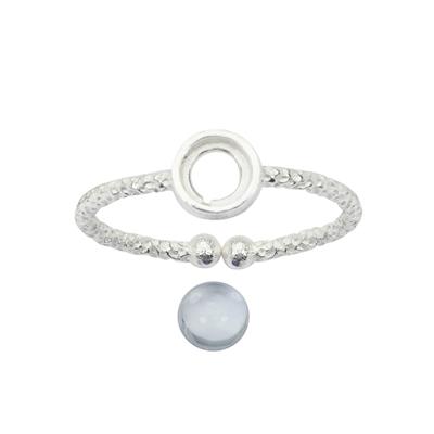 925 Sterling Silver Birthstone Adjustable Rings Mount With Aquamarine, Approx 5mm