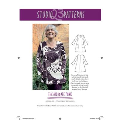 Studio 23 Patterns The Highgate Tunic (Sizes 8-30)