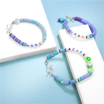 Blue, Green & Yellow Tone Heshi’s with Heshi Charms and Letters, 28 compartments With Downloadable Instructions By Linda Brumwell