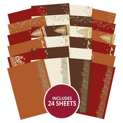 Christmas Village Elegance Foiled Cardstock Collection, Contains 24 x 350gsm A4 Accent-foiled Cardstock 