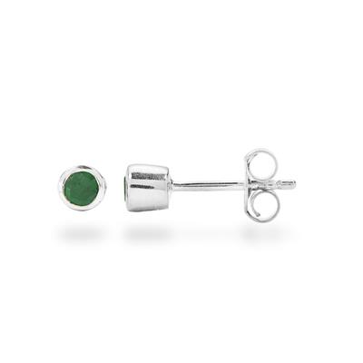 May Birthstone: 925 Sterling Silver Emerald Stud Earrings, Approx 14x5mm (1 pair)