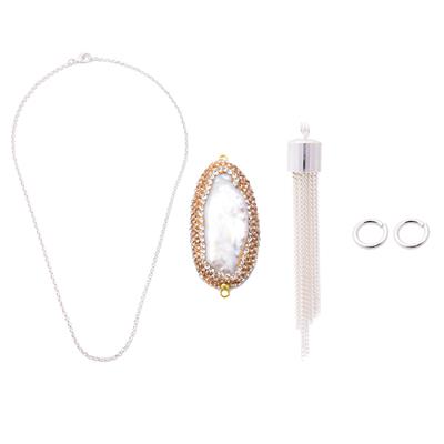 Silver Plated Base Metal Tassel Necklace Mini Make Set 