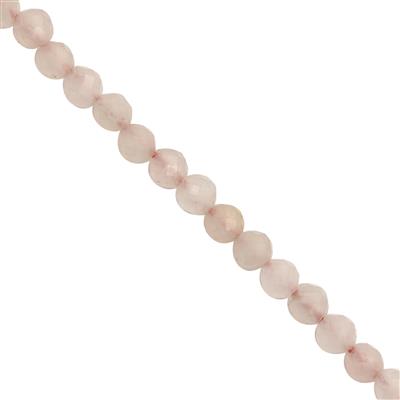 15cts Natural Rose Quartz Faceted Rounds Approx 3mm, 30cm Strand
