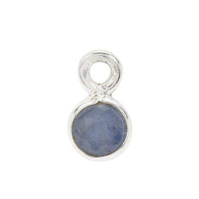 925 Sterling Silver September Birthstone Round Charm with 0.04cts Blue Sapphire, Approx 3mm