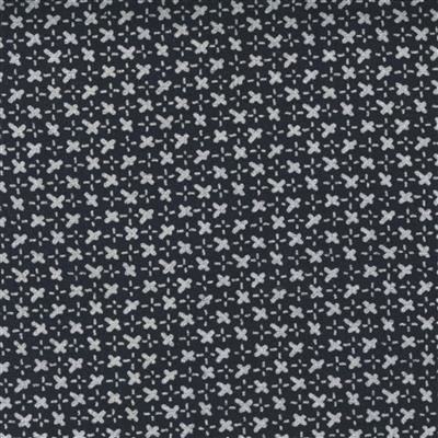 Moda Whispers Metallic Black Silver Small Flowers Fabric 0.5m