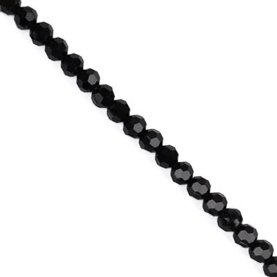Glass Black Beads Faceted Rounds, Approx 6mm, 1m Strand