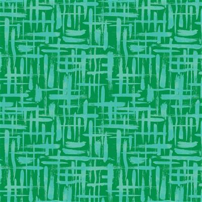 Around The Block Collection Brushstrokes Green Fabric 0.5m