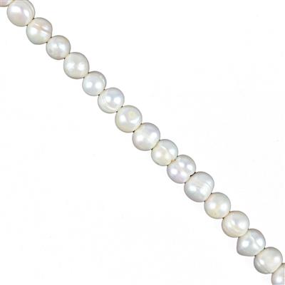White Freshwater Cultured Ringed Potato Pearls Approx 8-9mm,  38cm Strand