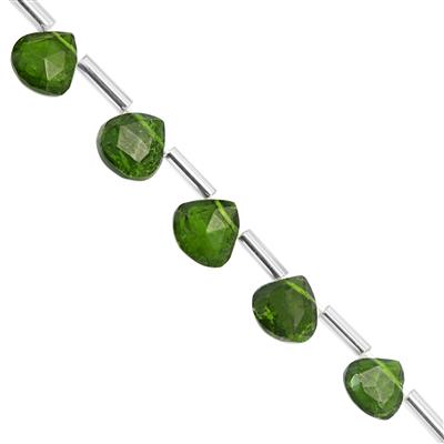 20cts Chrome Diopside Faceted Heart Approx 5 to 7mm, 19cm Strand With Spacers
