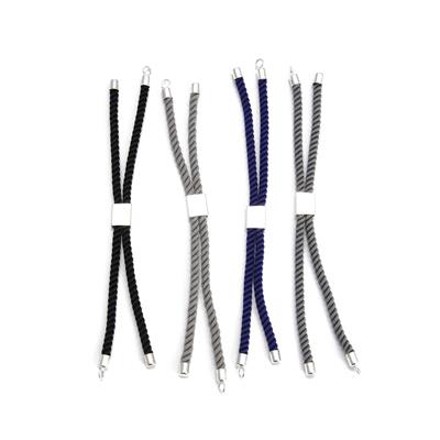 925 Sterling Silver Rope Slider Bracelets (4pcs: Black, Grey, Blue, Silver)