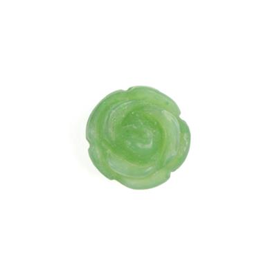 Green Nephrite Carved Rose Bead Approx 10mm, 1pc