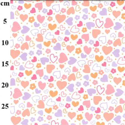 100% Cotton Hearts on White Flannel Fabric 0.5m