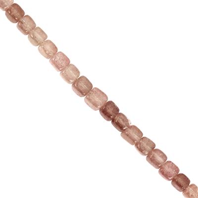 45cts Strawberry Quartz Smooth Cube, Approx 4 to 6mm 20cm Strand 