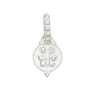 925 Sterling Silver Butterfly Coin Pendant Approx 20x10mm with White Topaz 